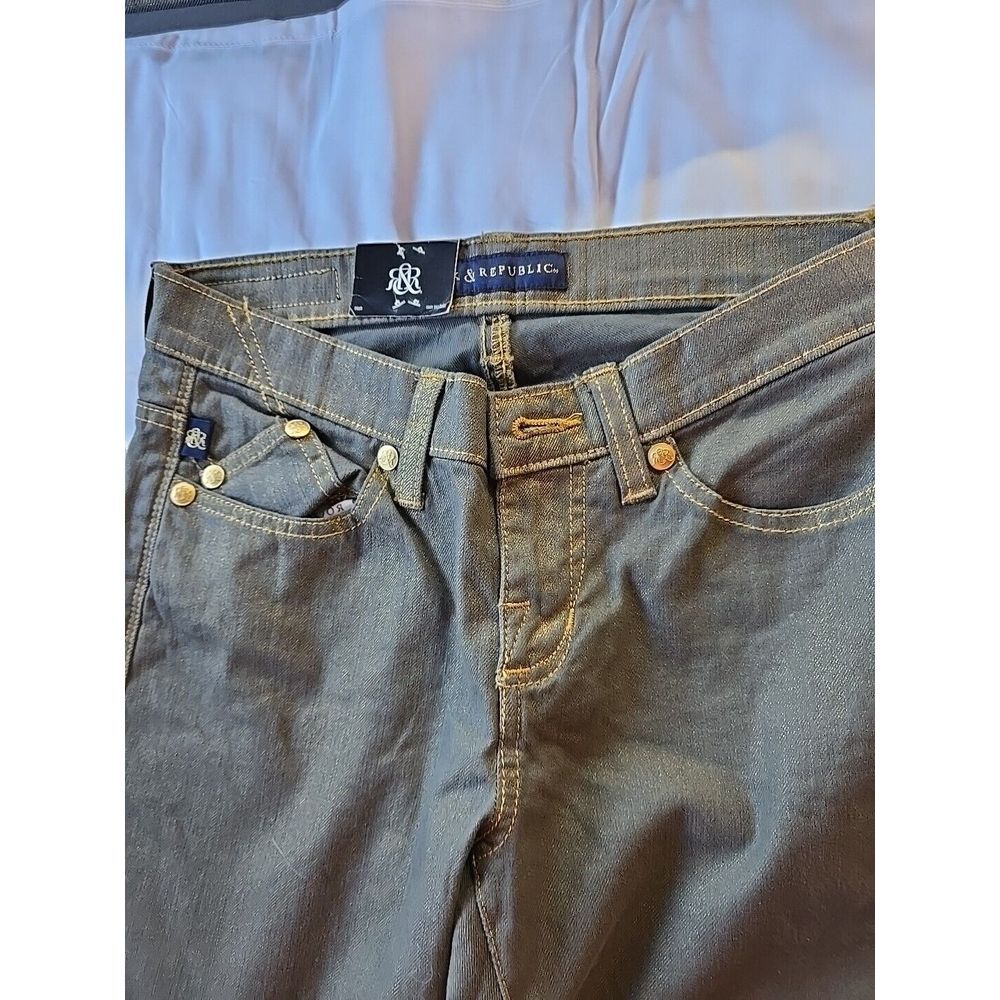 Rock &‎ Republic Berlin Jeans Womens  2 28x31 Stretch Gold Shimmer Denim Tapered